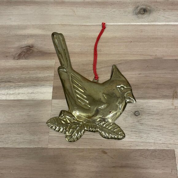Vintage Department 56 Christmas Brass Ornament Cardinal Bird - Picture 1 of 3